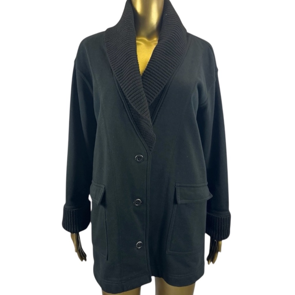 Anthropologie Daily Practice Black Shawl Collar Cardigan Jacket Med Cozy